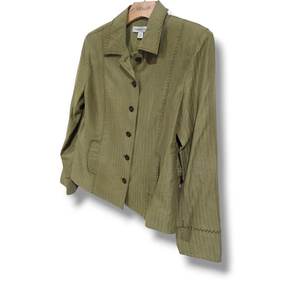 Coldwater Creek women's olive green lightweight button-down Jacket - Picture 2 of 7